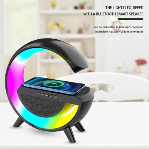 Wireless Charger Stand App Controlled With RGB Lights And Bluetooth Speaker 2301