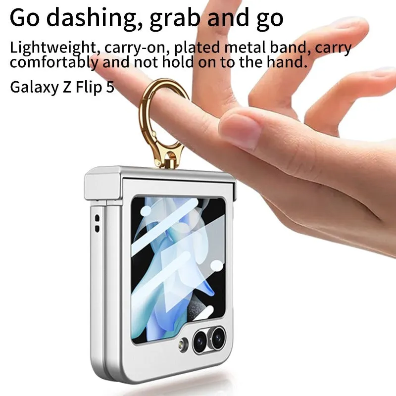 With Tempered Glass Ultra-thin Matte Case Hinge All-inclusive Ring Holder for Samsung Galaxy Z Flip 6