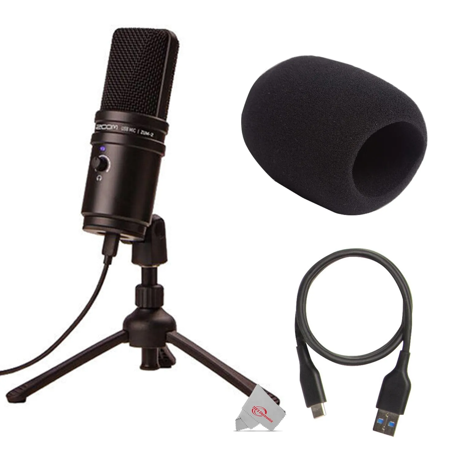 Zoom ZUM-2 Microphone with Desktop Stand, Cable & Windscreen   Microphone Pop Filter