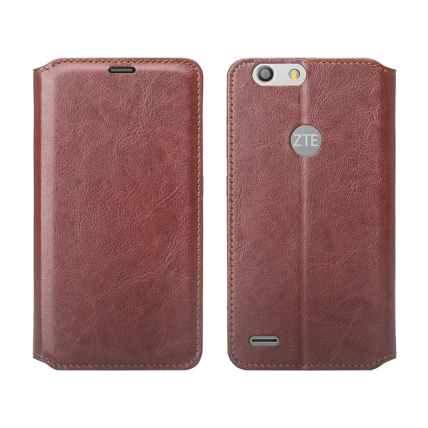 ZTE Sequoia | Blade Z Max | ZTE Z982 Case, Faux Leather Magnetic Flip[Kickstand] Wallet Case Cover with ID & Card Slots - Brown